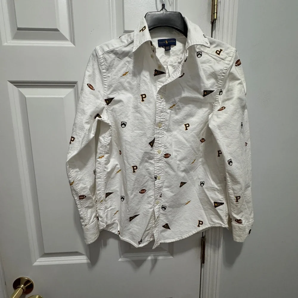 Ralph Lauren White Button pendant Oxford Shirt size large 14-16